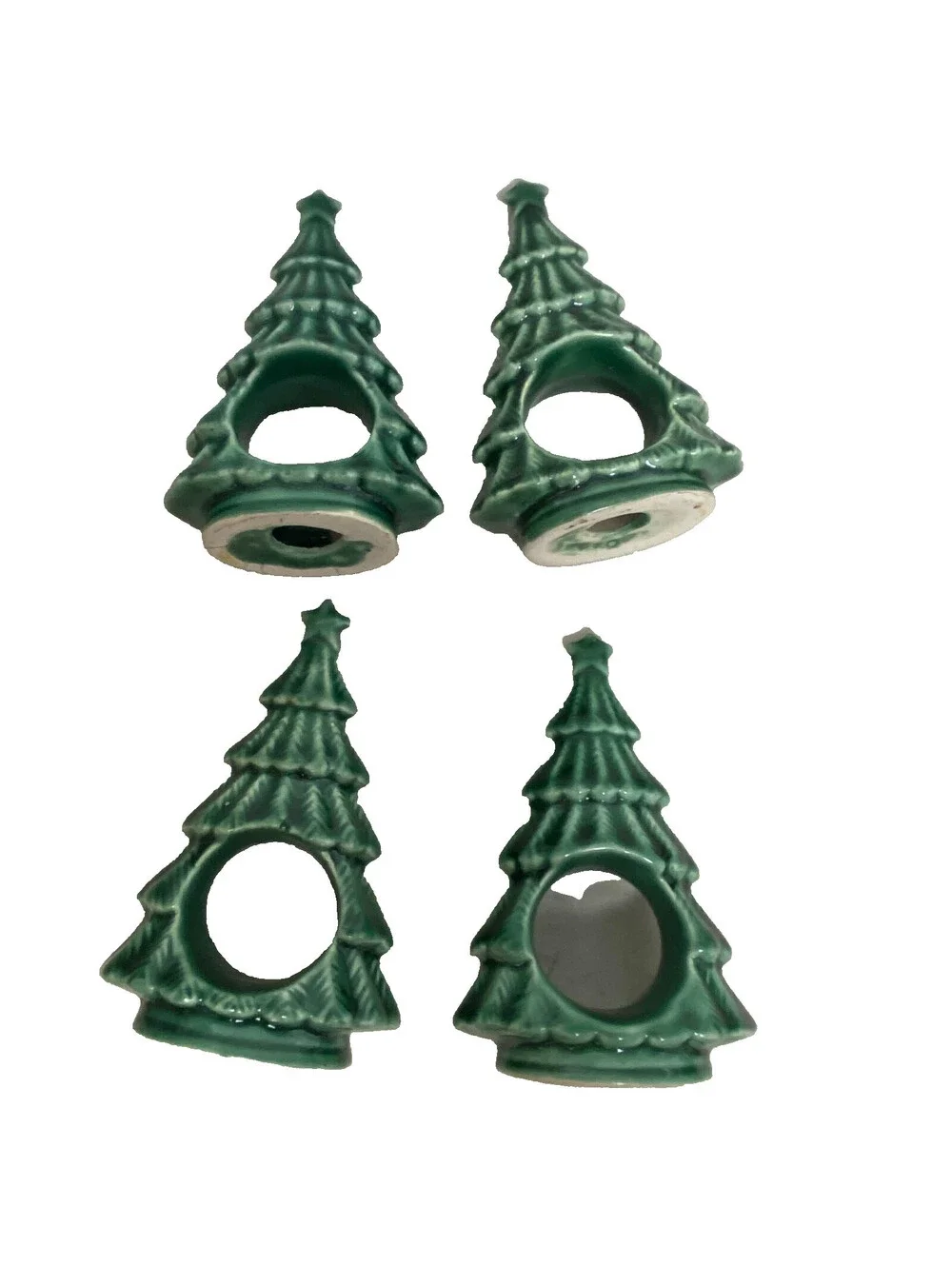 4 Green Christmas Tree Napkin Ring 3.5